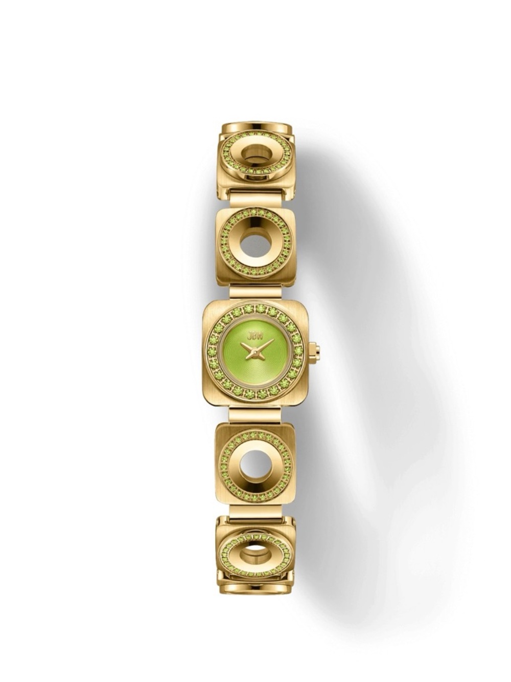 Gold Bracelet Watch with Lime Green Dial